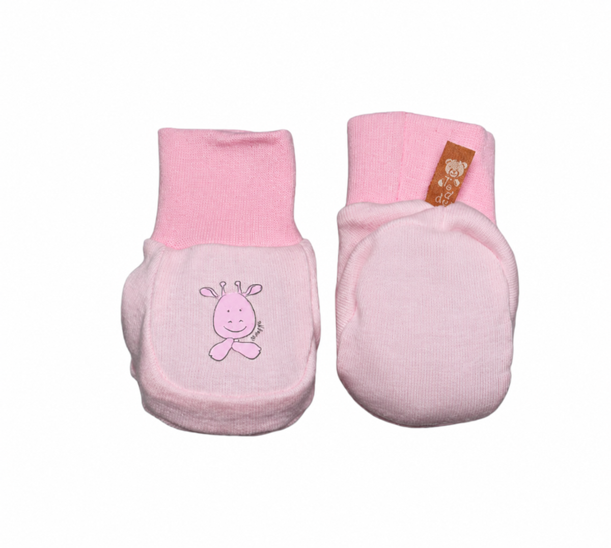 Teddy, rózsaszín zsiráfos pamut babacipő