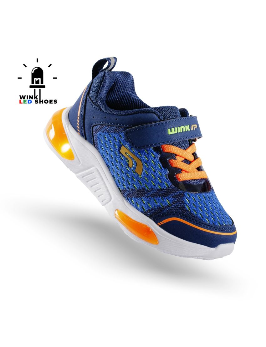 Wink pantofi baieti sport cu LED 23-35, Navy&Orange Fő kép